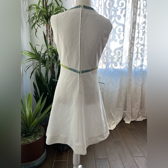 Vintage 60s mod midi dress with green blue detail handmade Gogo dress - Picture 9 of 9